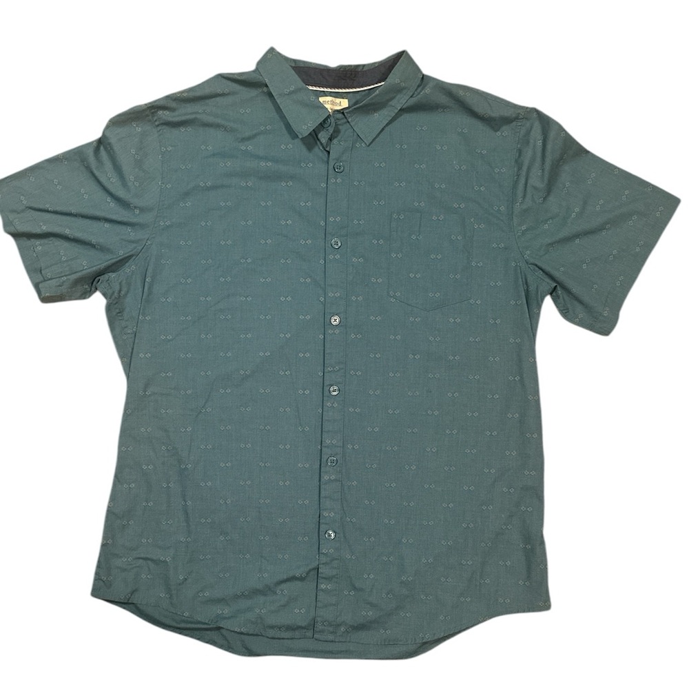 Method Men’s Soft Crisp Green Short Sleeve Button-Up Shirt, XL Extra Large